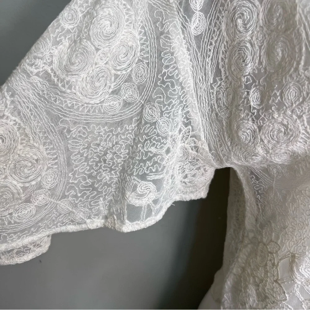 𝅺ZARA Lace Off White Blouse Size Small - Picture 4 of 8